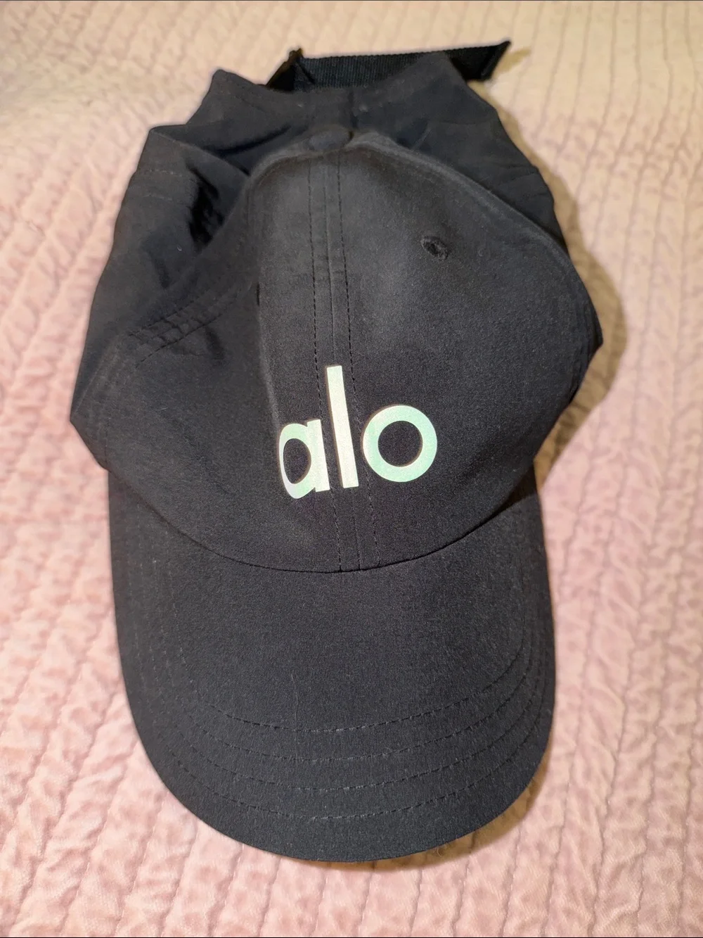 ALO Yoga Kids Black Cap with White Logo